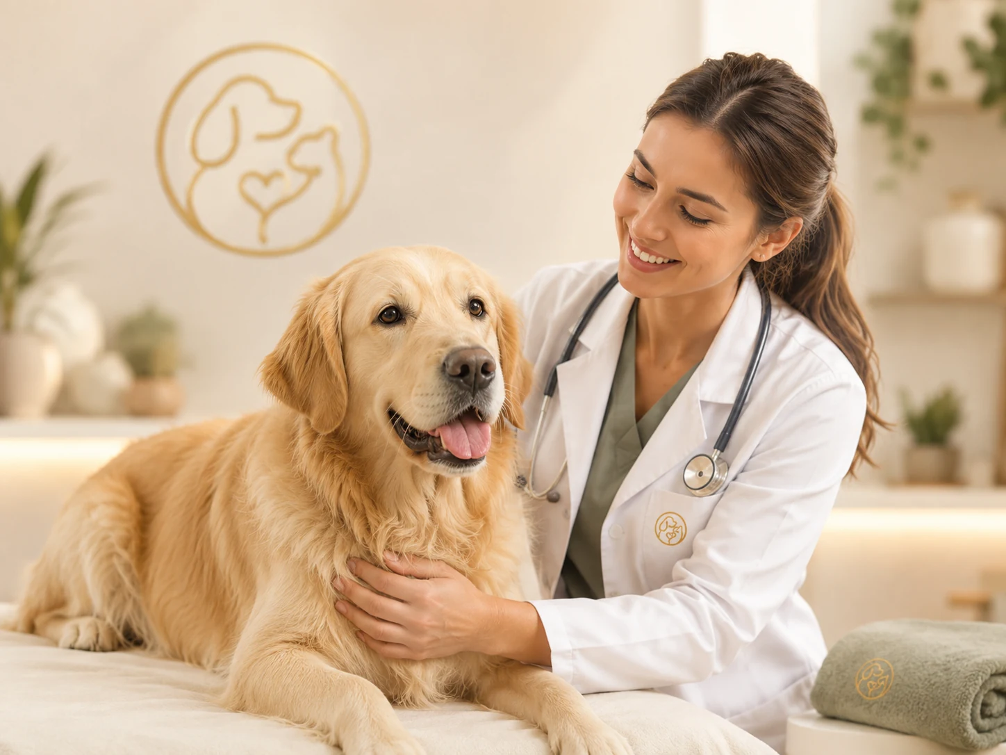 正在接受照护服务的金毛犬